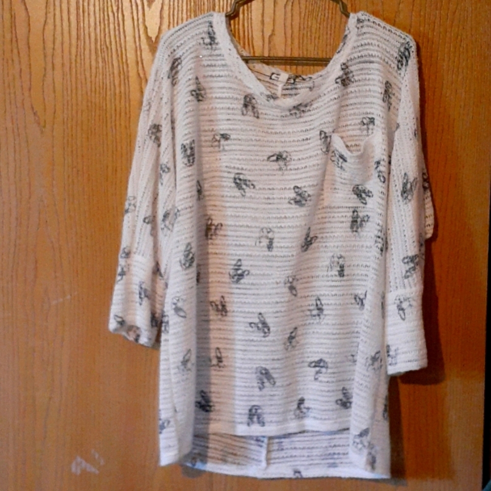 French bulldog knit top 1x